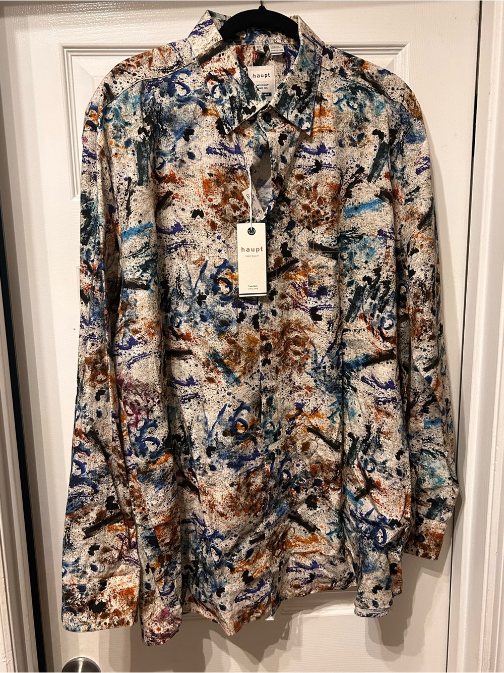 Haupt Multicolor Abstract Print Men's Dress Shirt - Long Sleeve
